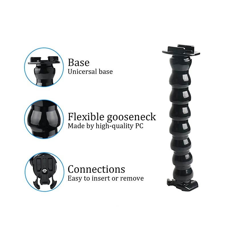 Jaws Flex Clamp Mount with Adjustable Gooseneck Compatible with Gopro Hero 8 Hero 7 Hero 6 5 4 2018 Session Fusion 3+ 3 2 1 DJI Osmo Xiaomi Yi Camera Mounts and Supports
