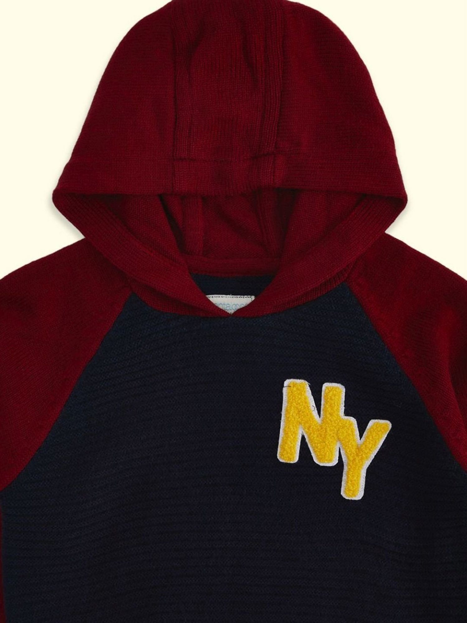 Pantaloons Junior Navy & Red Embroidered Full Sleeves Sweater