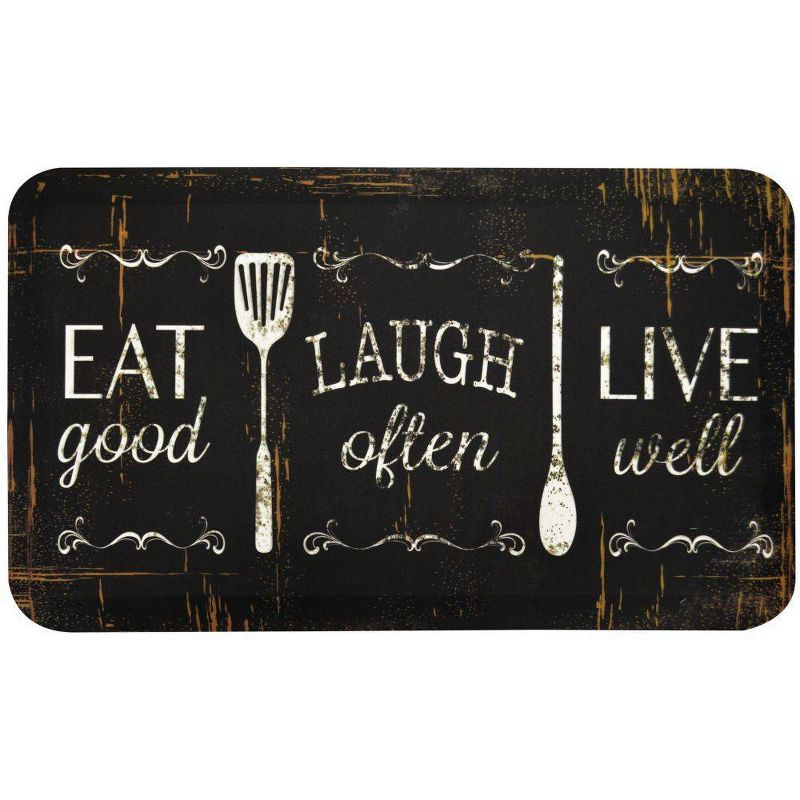 Home Dynamix 18" x 30" Eat Laugh Live Kitchen Mat Black/Brown