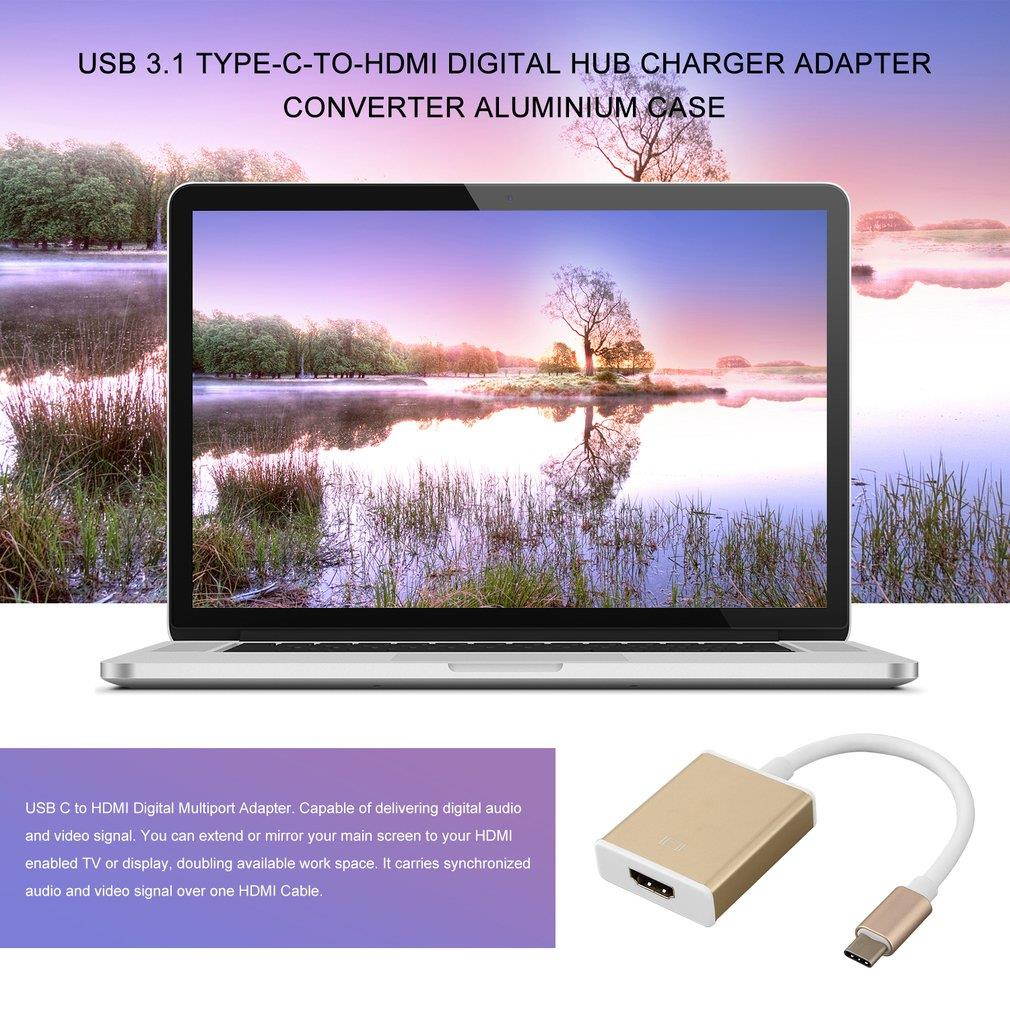 USB 3.1 Type-C-to-HDMI Digital Hub Charger Adapter Converter Aluminium Case