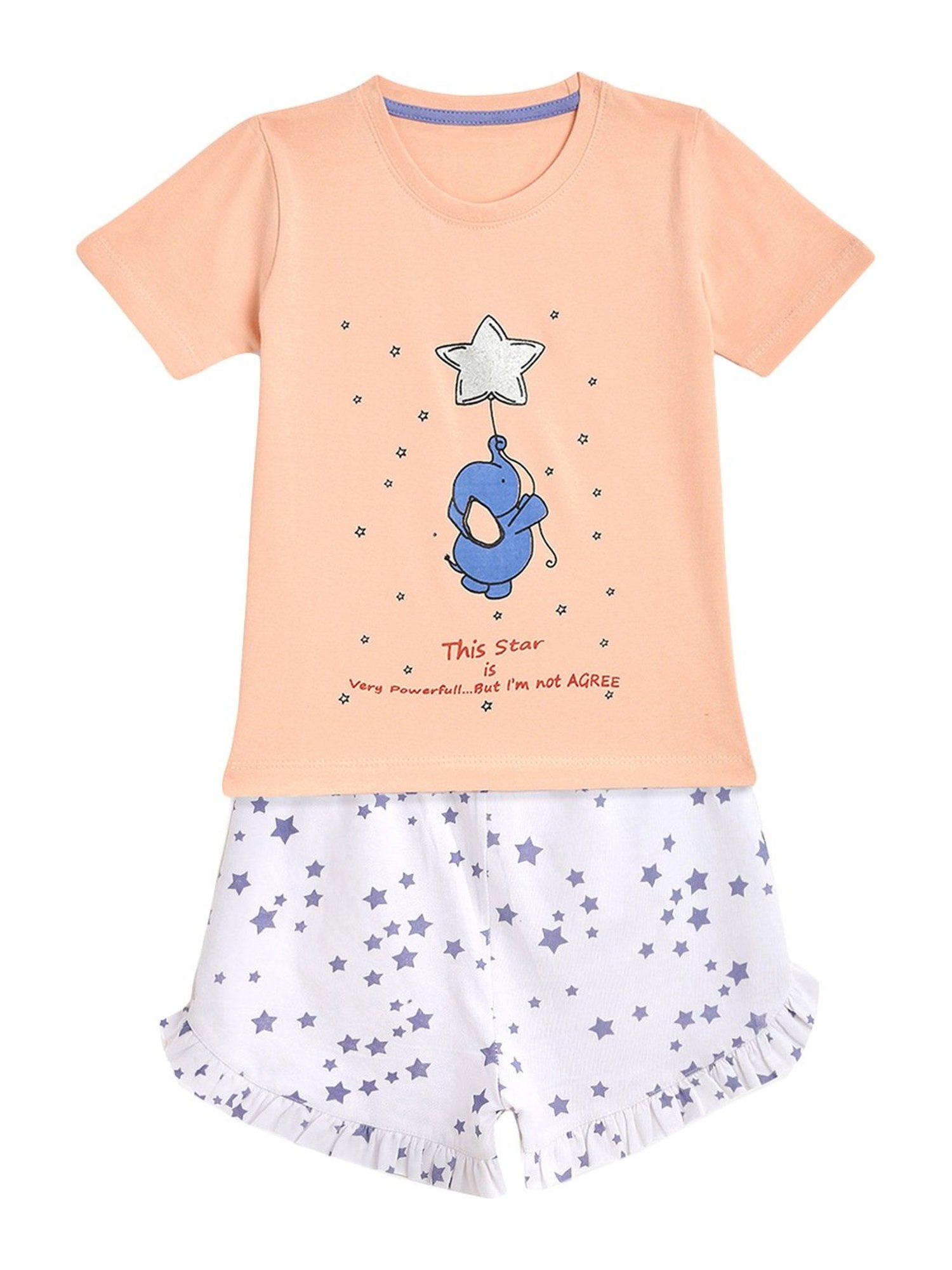 Kids Craft Peach Cotton Printed T-Shirt & Shorts