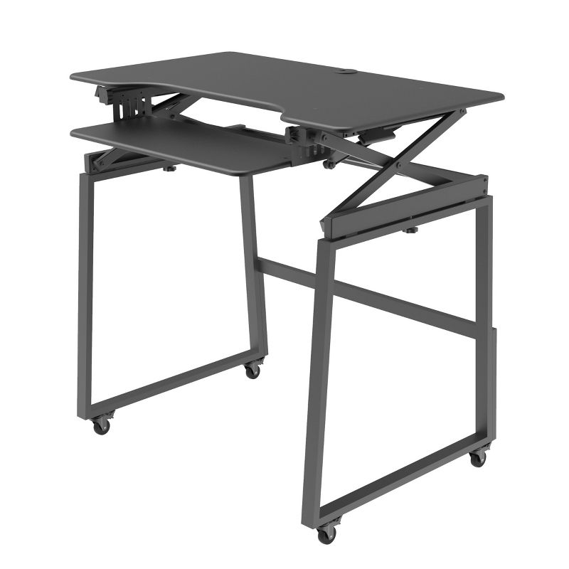 40" Mobile Large Adjustable Height Standing Desk Bundle Black - Rocelco