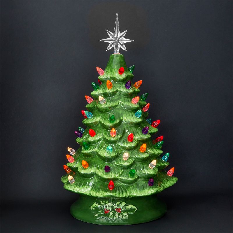 Best Choice Products 15in Pre-Lit Hand-Painted Ceramic Tabletop Christmas Tree w/ 64 Lights - Green