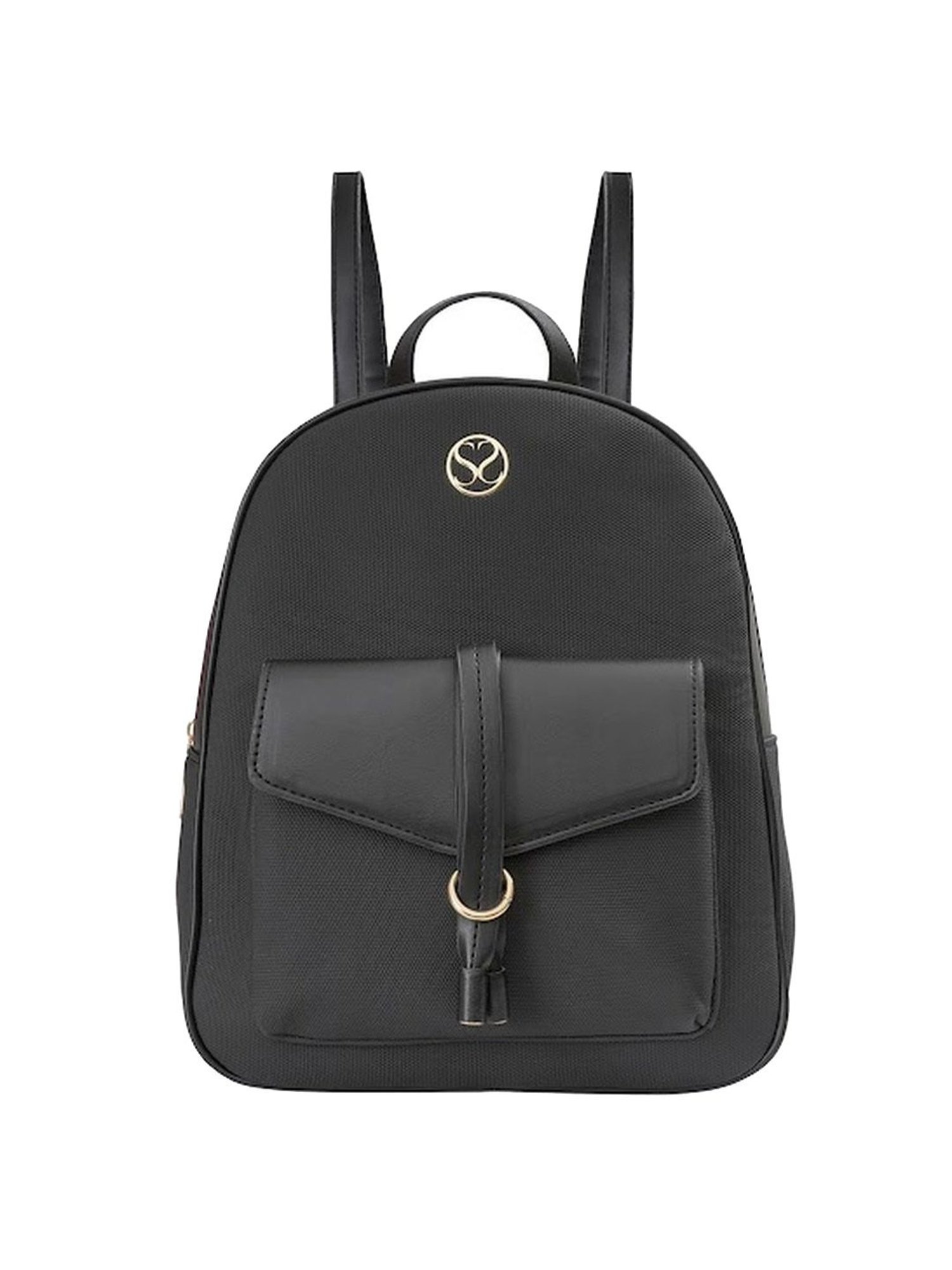Sugarush Arne Black PU Textured Backpack - 8.7 Ltrs