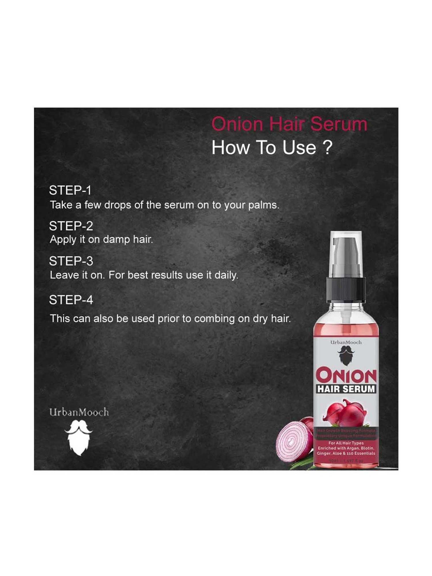 UrbanMooch Onion Hair Serum for Smooth & Silky Hair - 50 ml