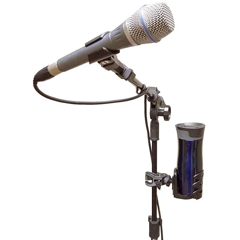 CR-25 Drink Bottle Holder - Cup Caddy - Water, Other Beverage - Mount Clamp Accessory for Mic Stand, Handle Bar, Pole, Music or Microphone Boom Stand