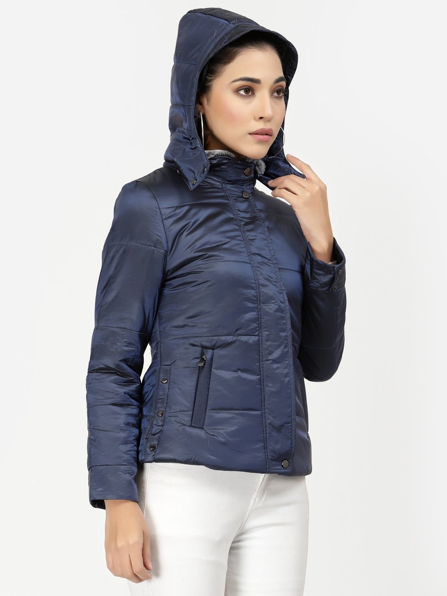 Juelle Navy Hooded Jacket