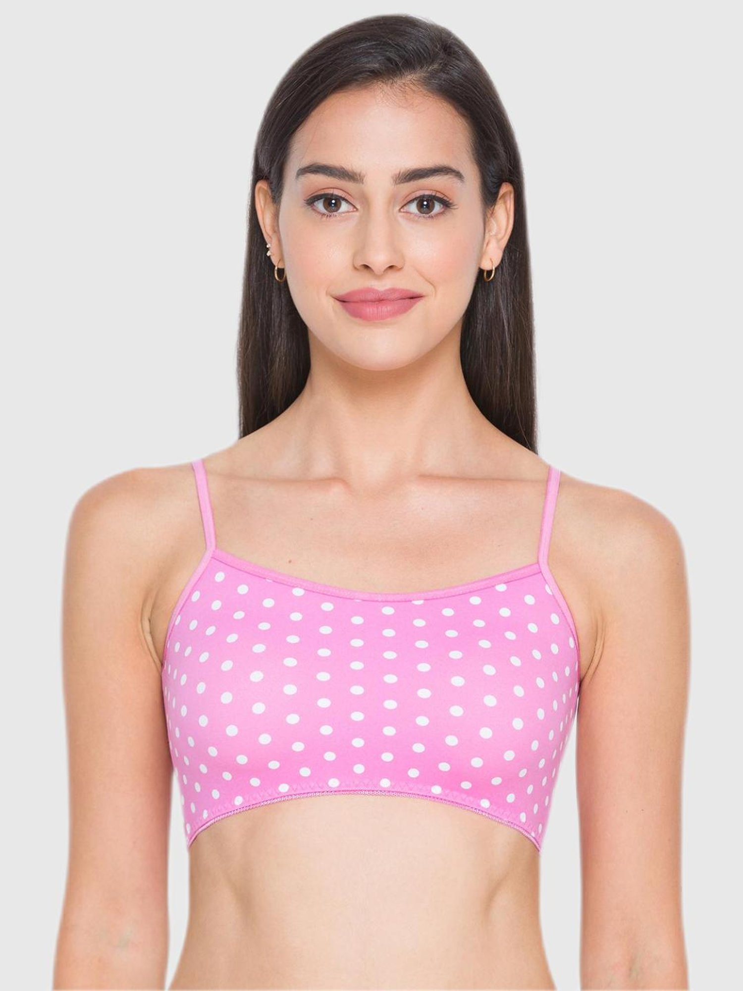 Candyskin Magenta Polka Dot Print Non Padded Bra