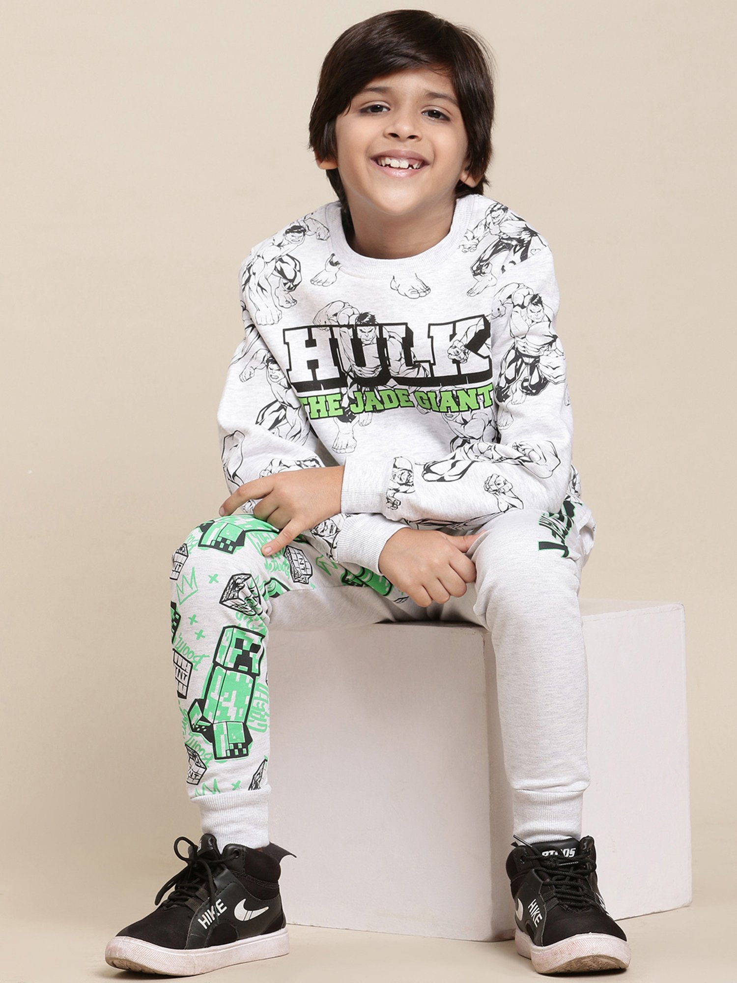 Kidsville Minecraft Printed Grey Joggers For Boys