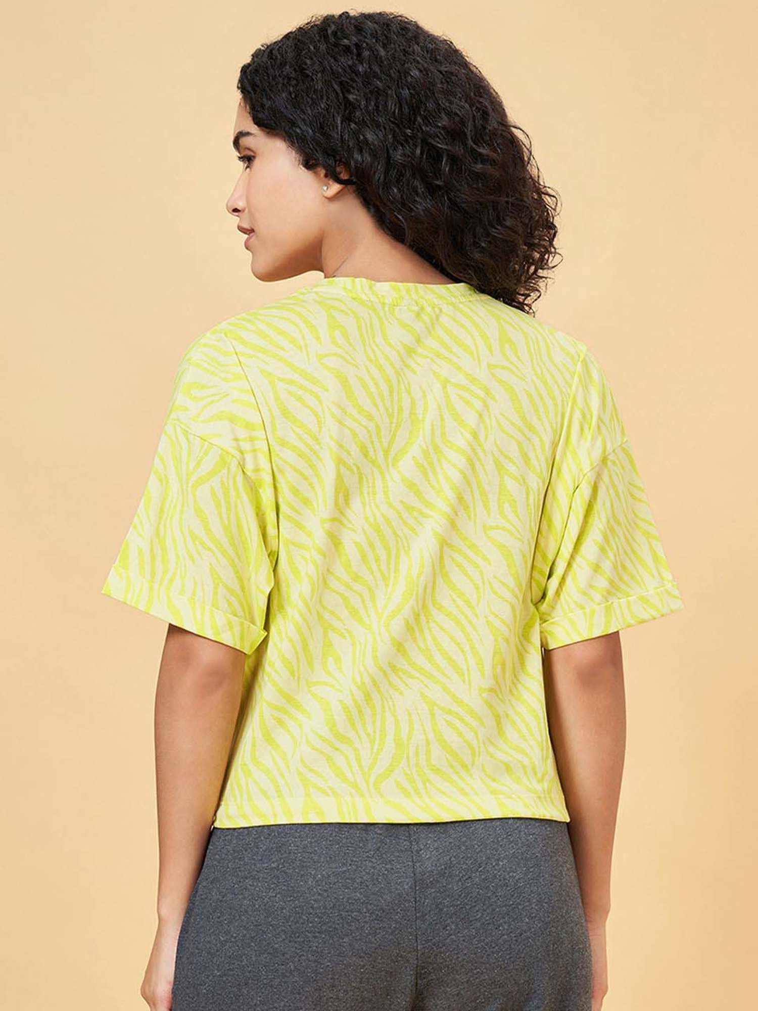 Ajile by Pantaloons Green Cotton Printed T-Shirt