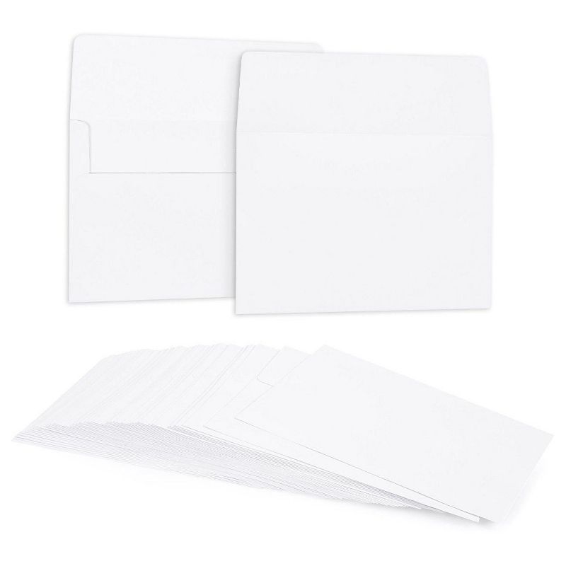 Juvale 50-Pack White Kraft Envelopes 5 x 7 Gummed Seal Square-Flap for Invitations & Greeting Cards