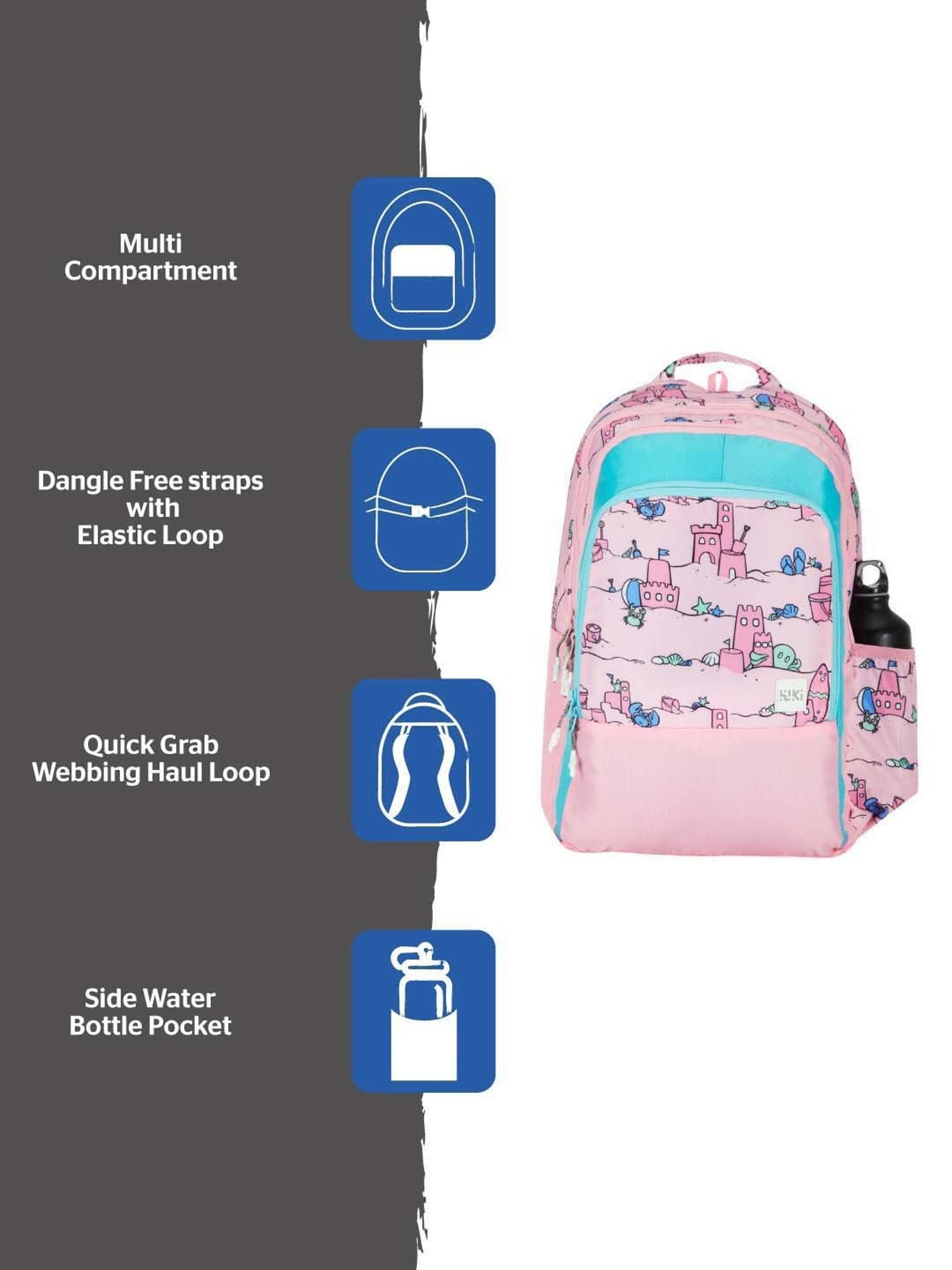 Wiki 31.5 Ltrs Pink Medium Backpack