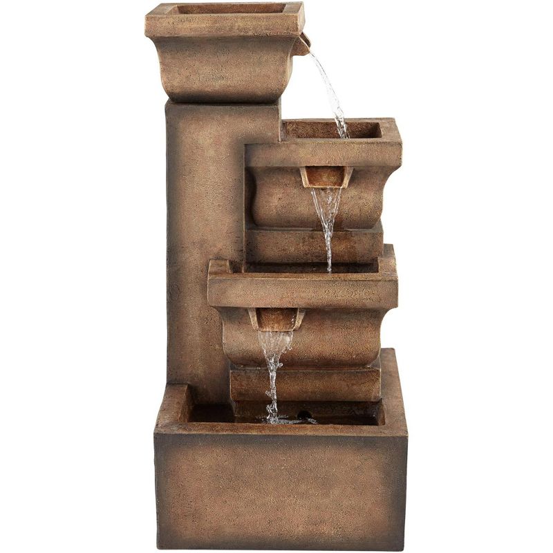 John Timberland Rustic Outdoor Floor Water Fountain with Light LED 33" High Cascading Pots Garden Patio Yard Deck Home Porch House