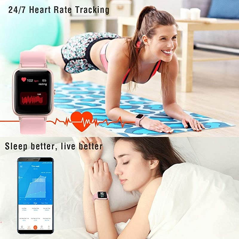 Smart Watch for Android Phones and iOS Phones, All-Day Activity Tracker with Heart Rate Sleep Monitor, 1.3" Full Touch Screen, 5ATM Waterproof Pedometer, Smartwatch for Men Women