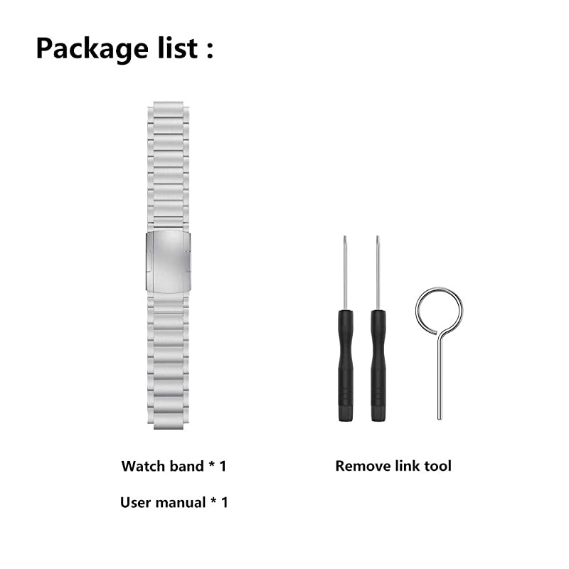 Forerunner 235 Band Solid Stainless Steel Metal Watch Strap Compatible for Garmin Forerunner 235220230620630735XT Smartwatch Silver