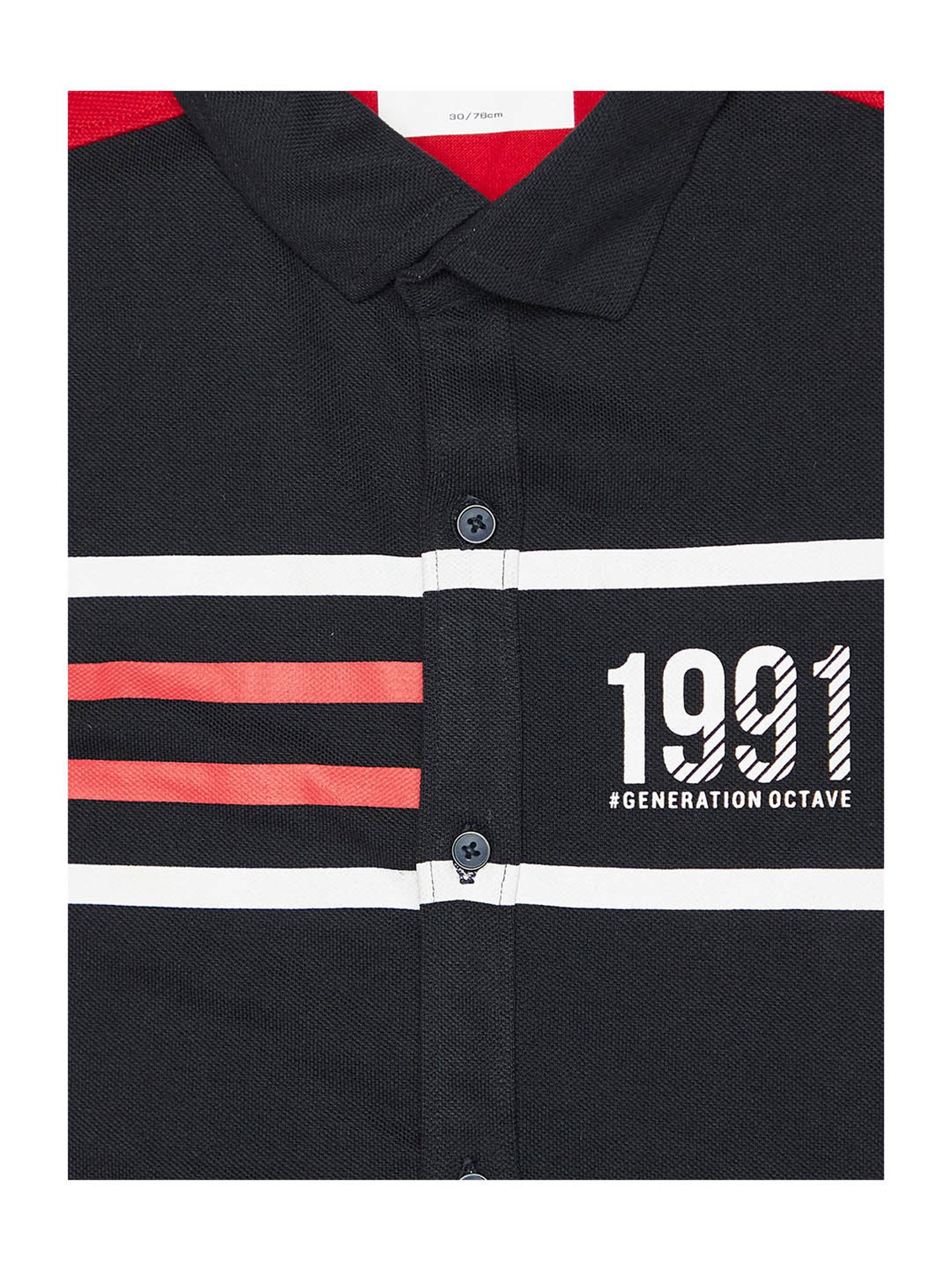 Octave Kids Navy Cotton Color Block Pattern Shirt