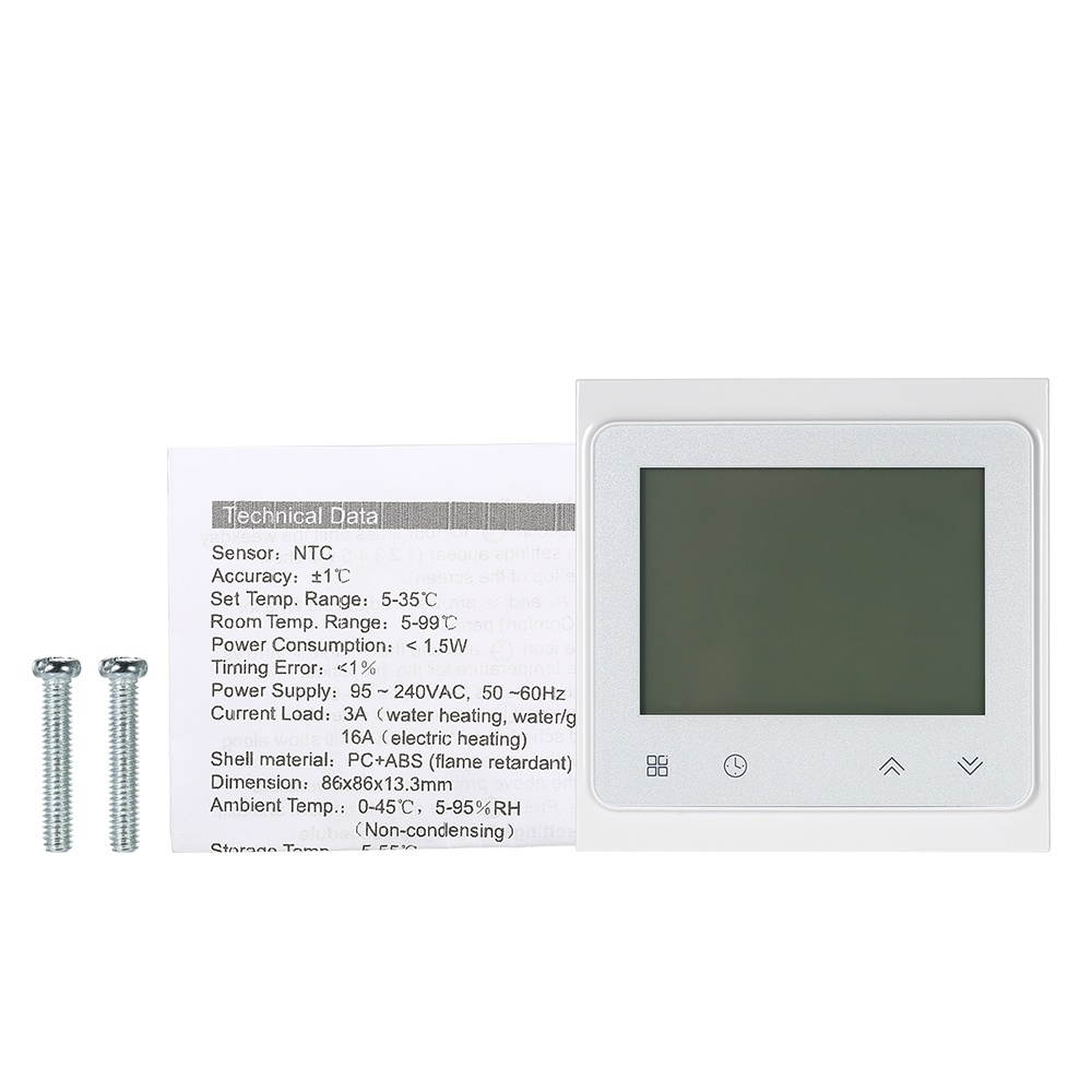 5A Water Heating Thermostat with Touchscreen LCD Display Weekly Programmable Energy Saving Temperature Controller