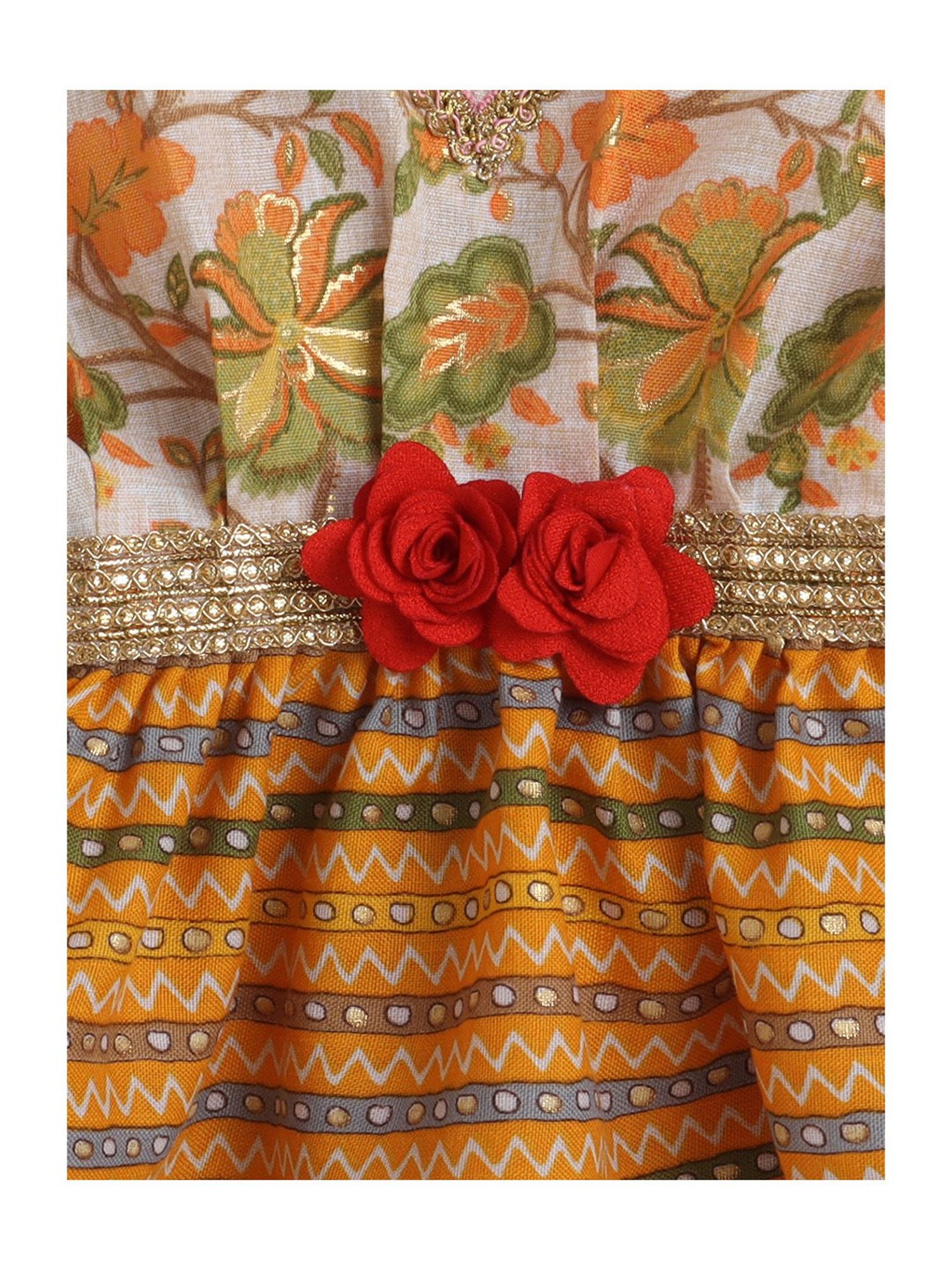 Many Frocks Kids White & Yellow Floral Print Top with Plazzos