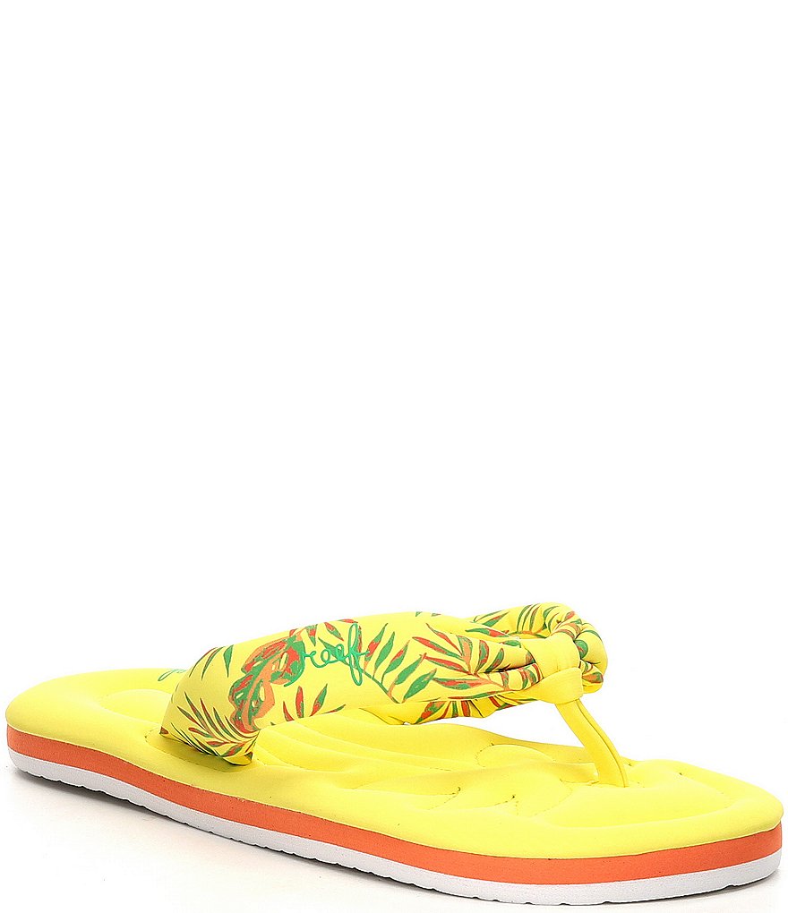 Reef Girls' Pool Float Palm Print Flip Flops (Youth)