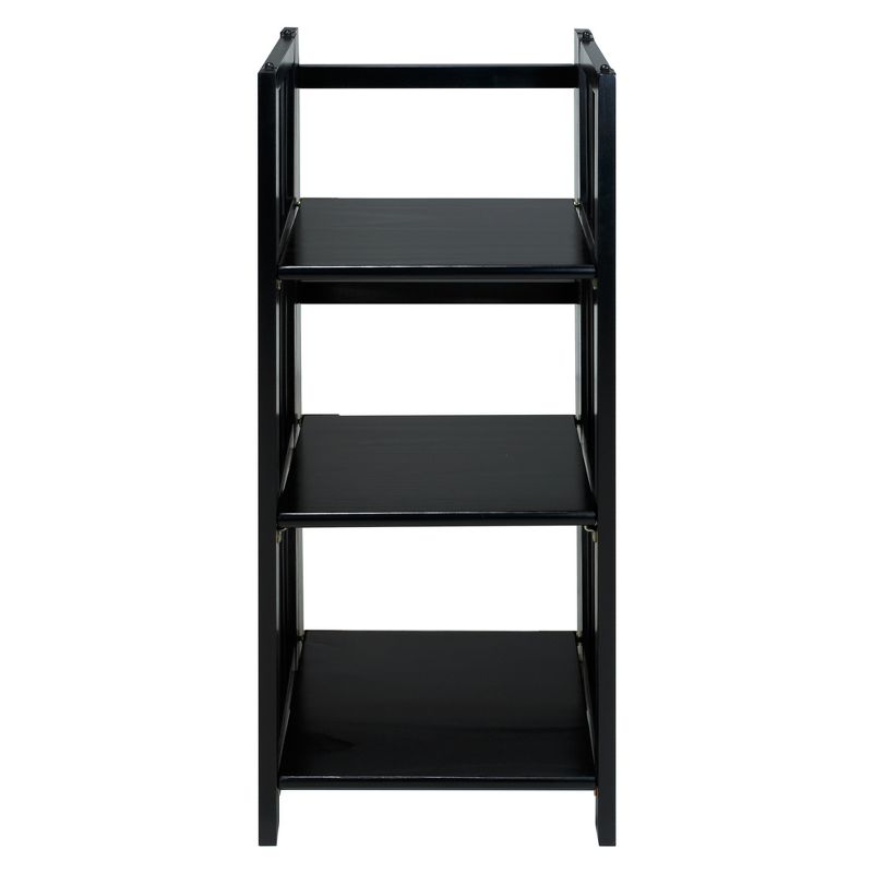 Casual Home 3 Shelf 14 Inch Folding Office Wood Room Furniture Bookcase, Black