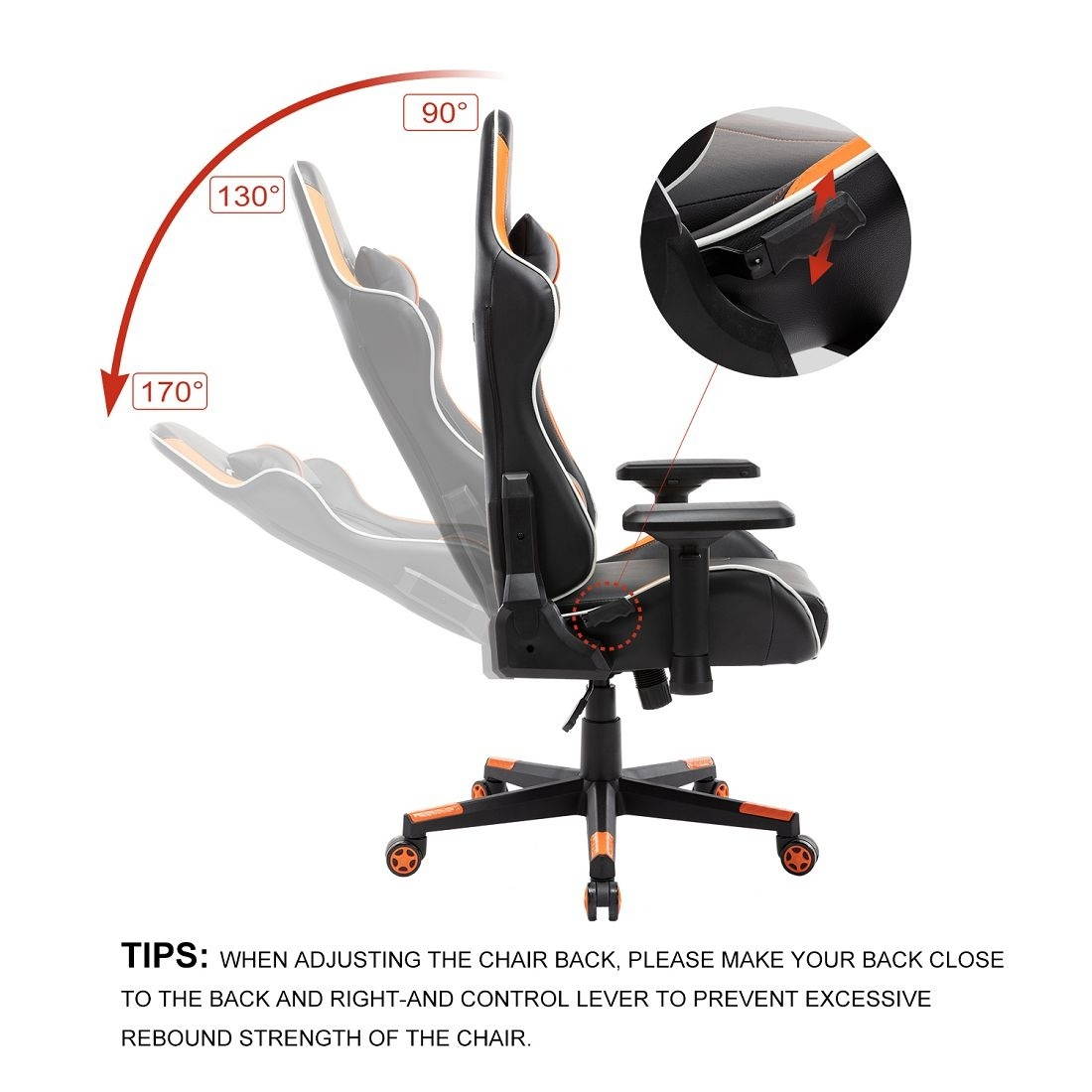 OFICINE Ergonomic Gaming Game Chairs with Armrests & Pillows & Casters