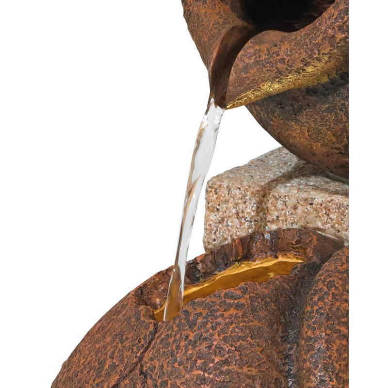 John Timberland Rustic Outdoor Floor Water Fountain with Light LED 30" High Cascading Tipping Jugs for Yard Garden Patio Deck Home