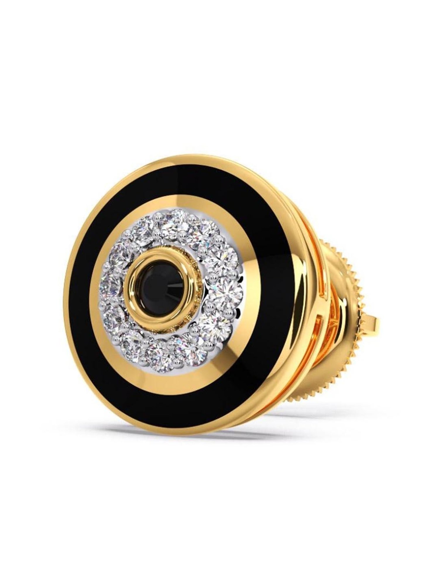 Candere by Kalyan Jewellers 18k Gold Diamond Single Ear Stud Earring Black Onyx Collection for Men