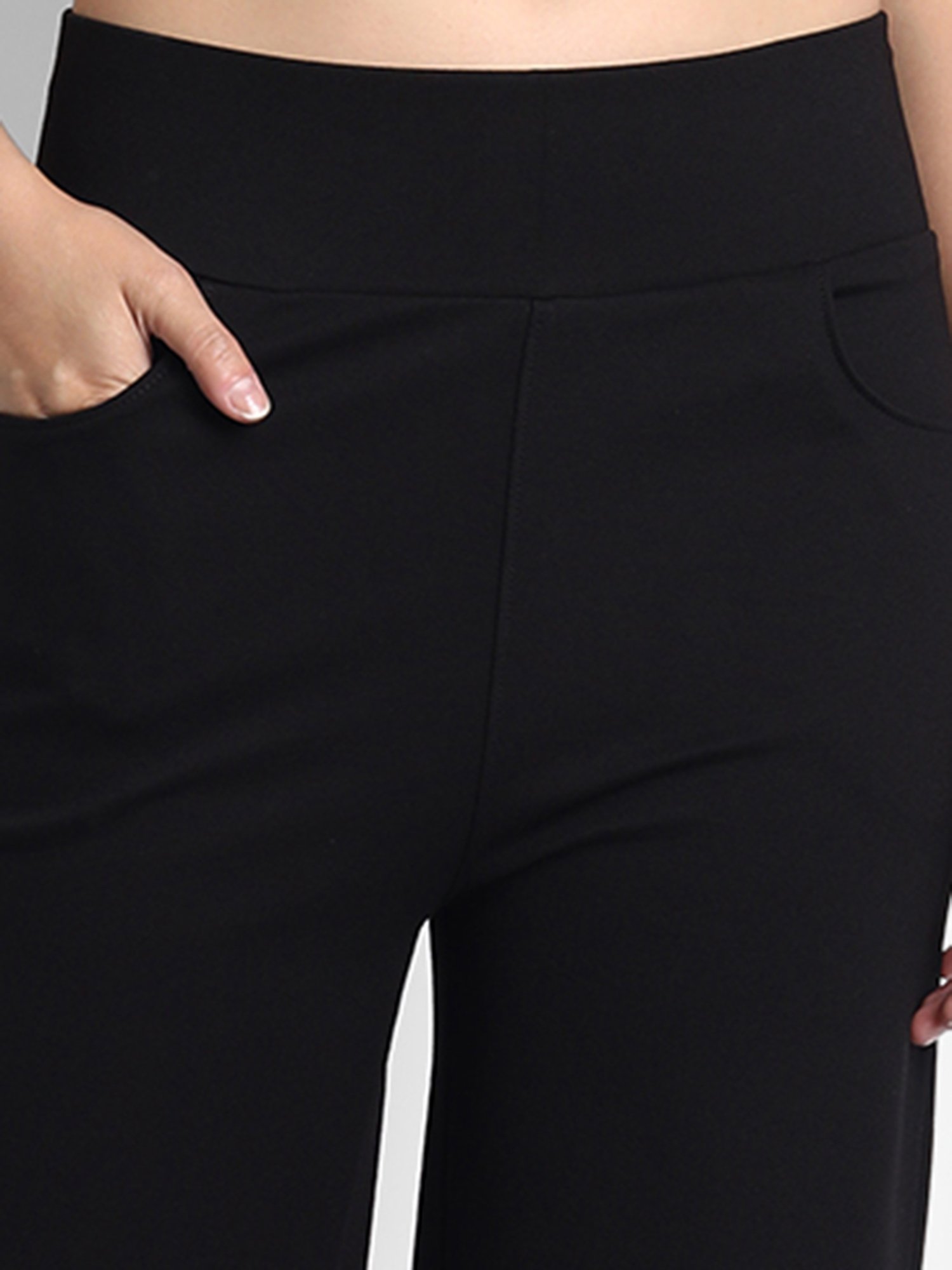 Broadstar Black Straight Fit High Rise Trousers