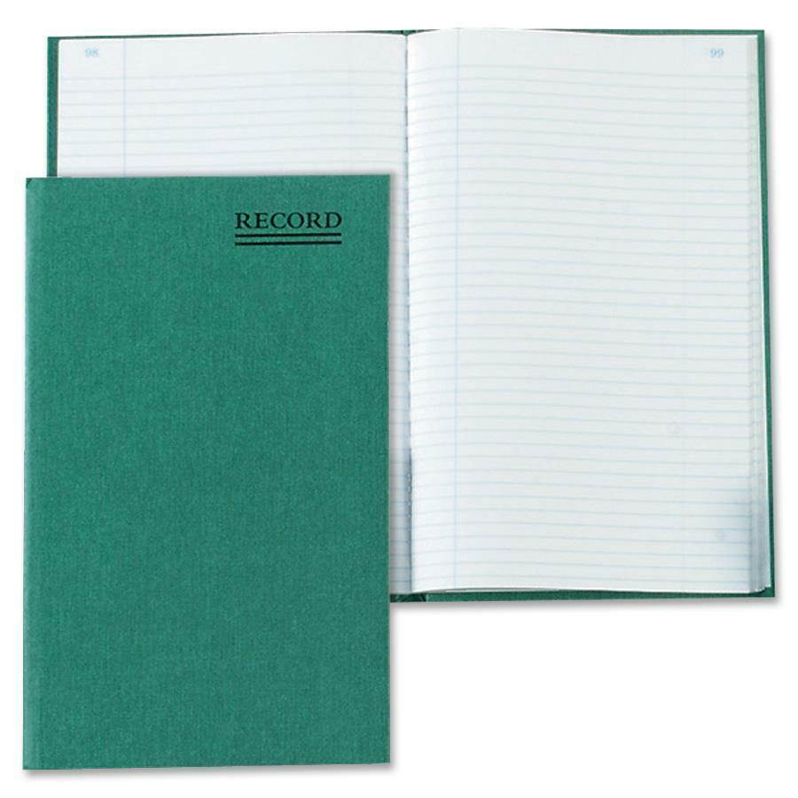 Rediform Green Bookcloth Record Account Book - 200 Sheet[s] - Gummed (red56521)
