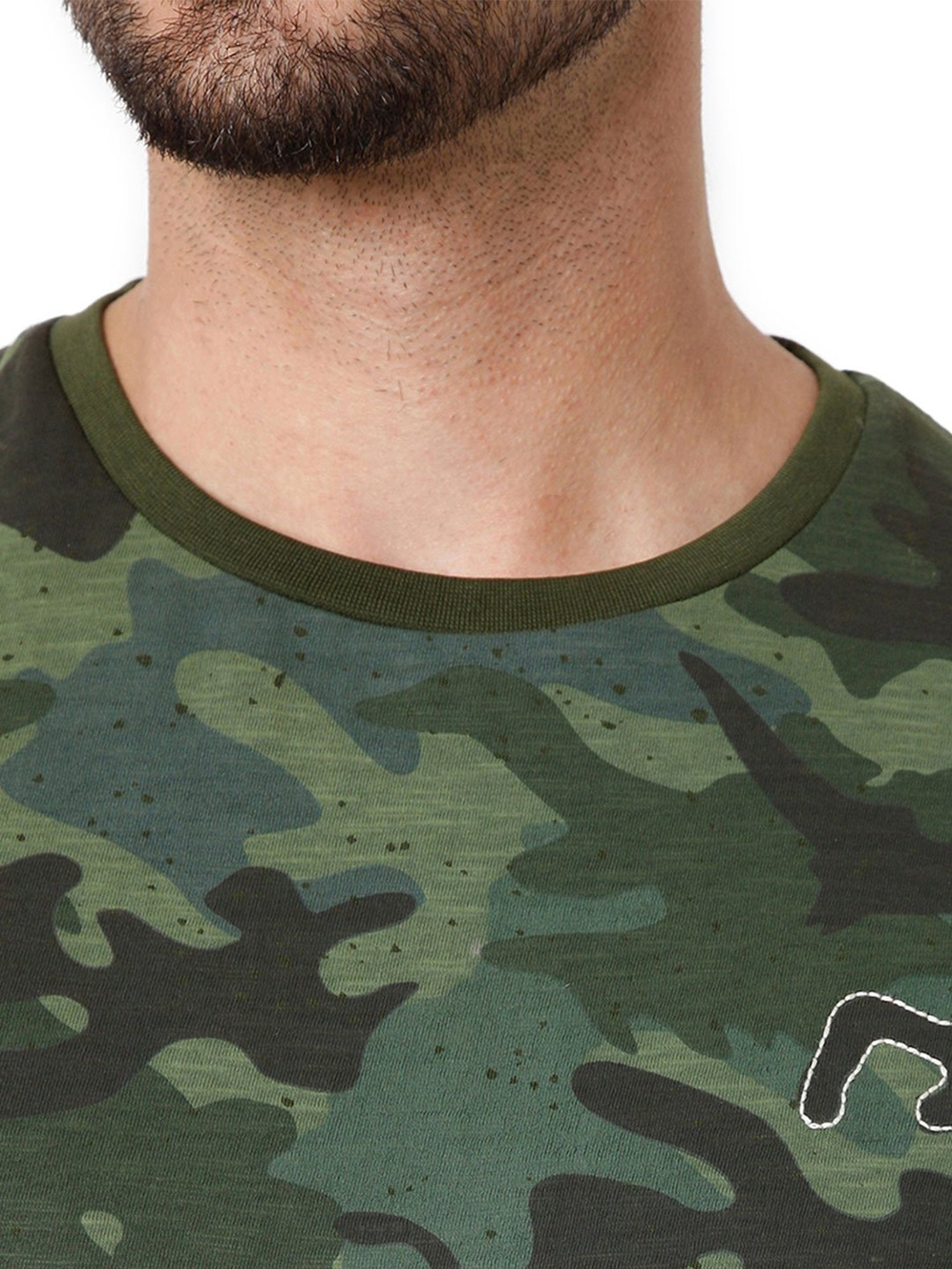 Mufti Olive Camo Print T-Shirt