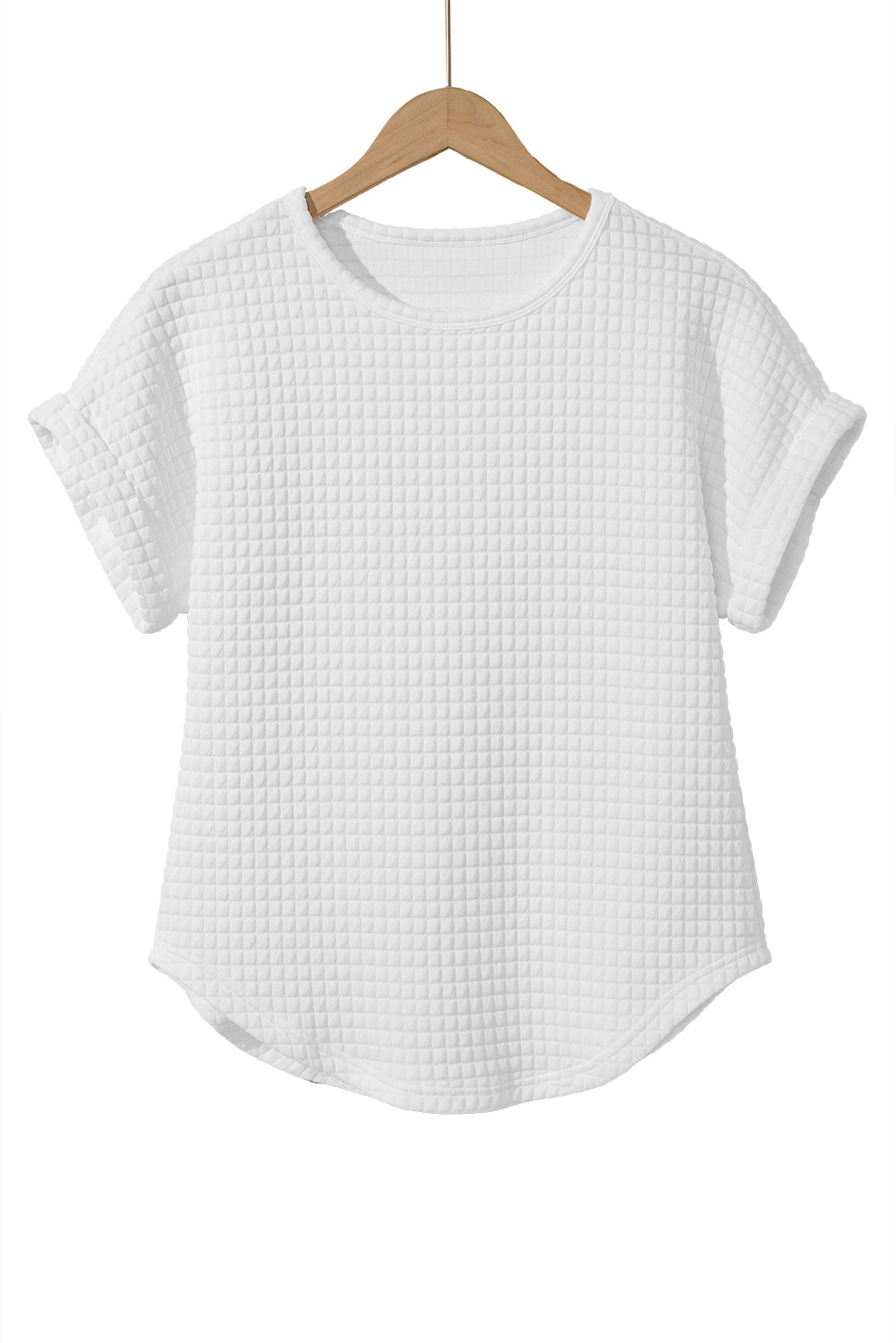 White Textured Batwing Sleeve Plain T Shirt