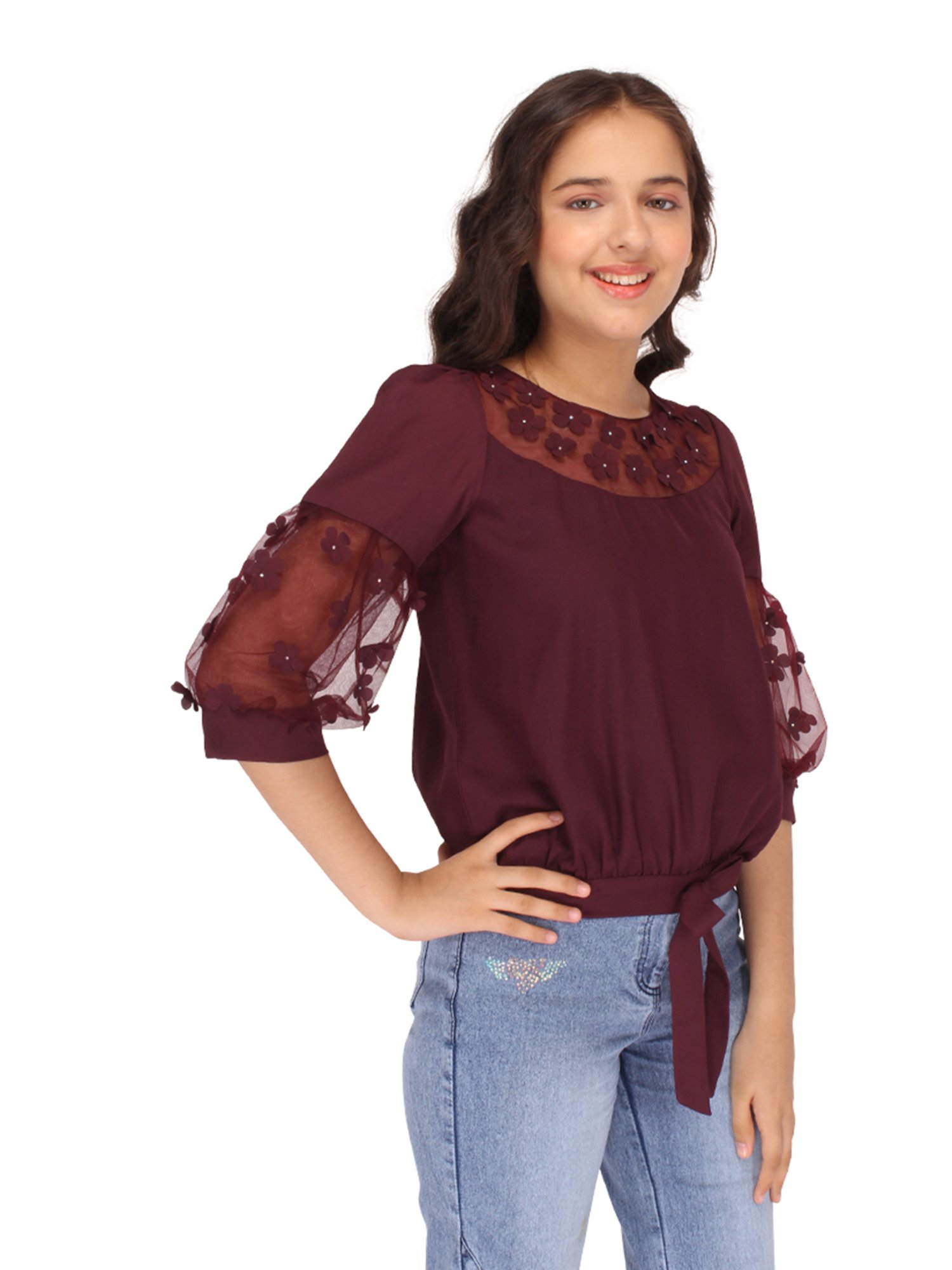 Cutecumber Kids Dark Purple Applique Top