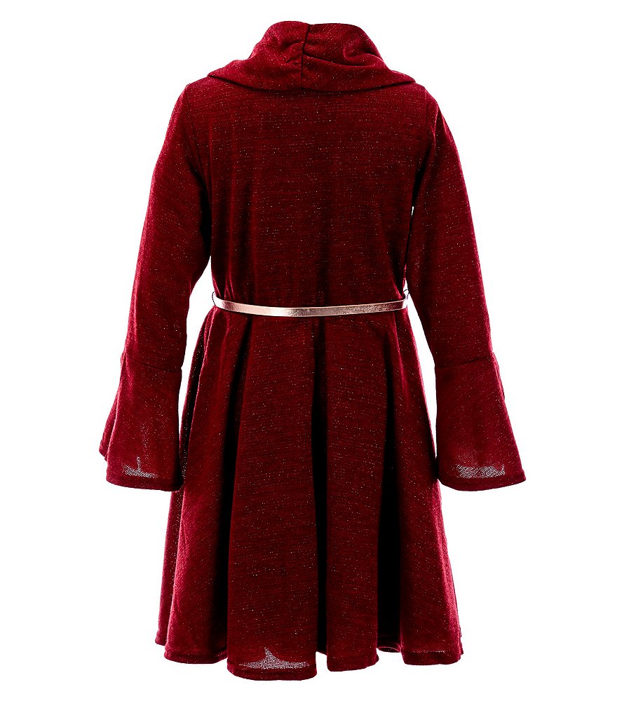 Rare Editions Big Girls 7-16 Bell-Sleeve Hacci Fit-And-Flare Dress