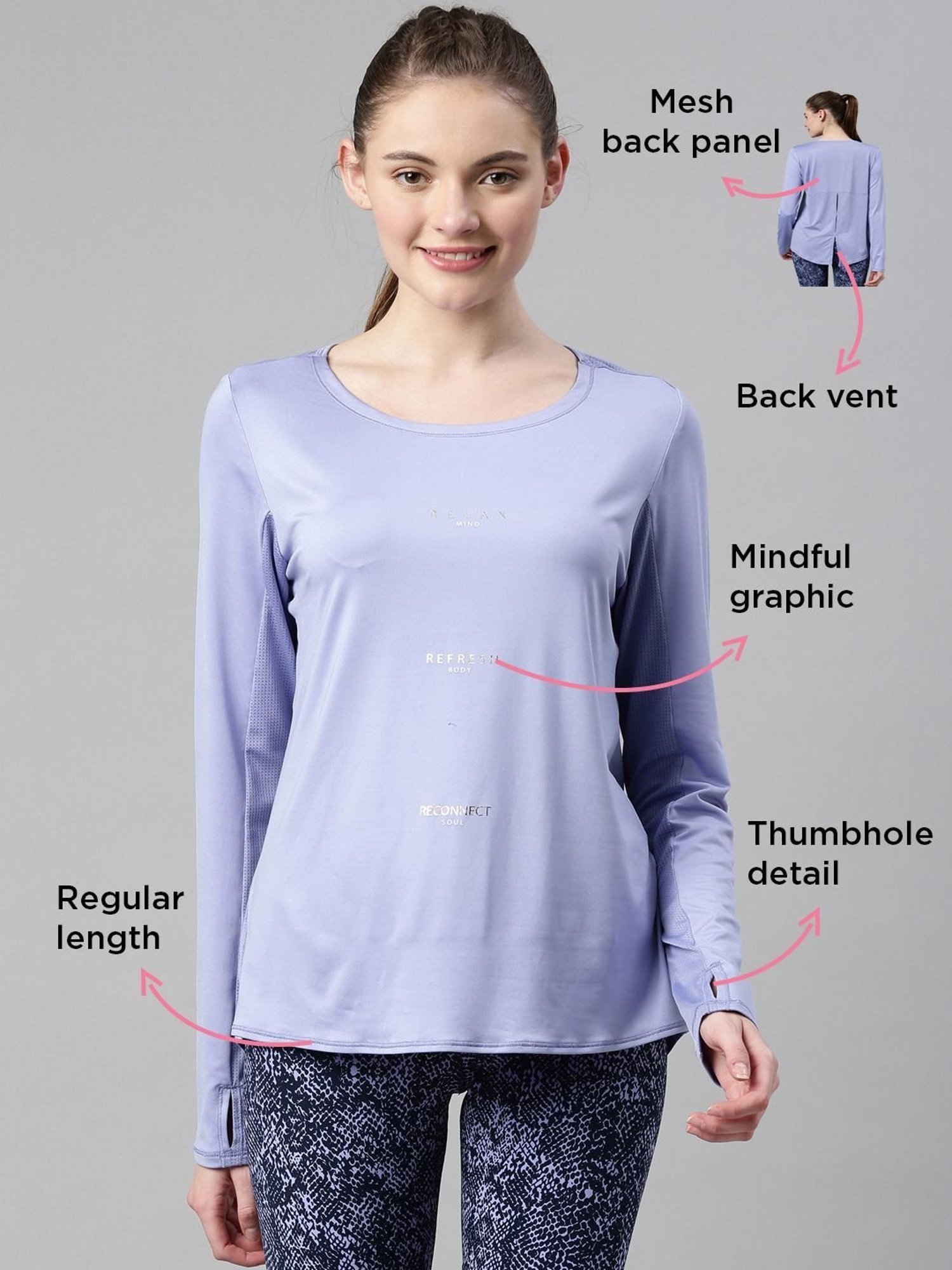 Enamor Purple Graphic Print Sports T-Shirt