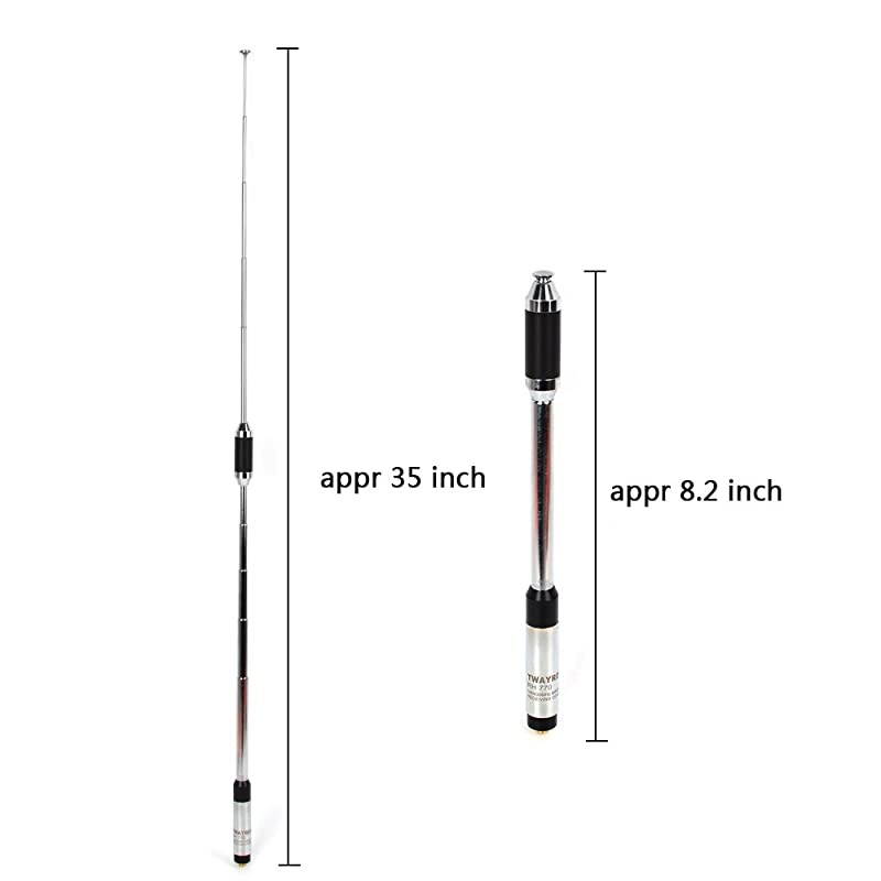RH770 SMAFemale Telescopic Handheld Ham Radio Antenna 2m 70cm VHF UHF Replacement Extendable Antenna High Gain fit Kenwood TK360 TK370 TK3200 Walkie Talkie