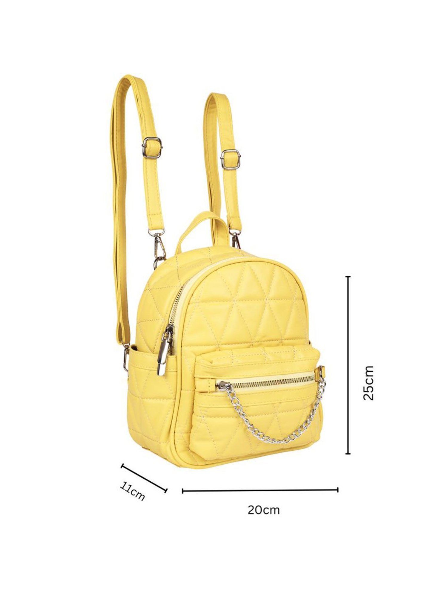 Angeline Yellow PU Medium Backpack