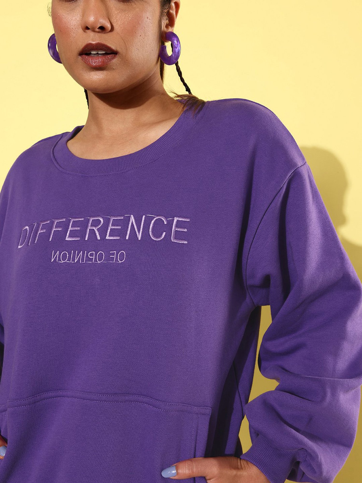 Difference of Opinion Purple Fleece Graphic Print Oversized Sweatshirt