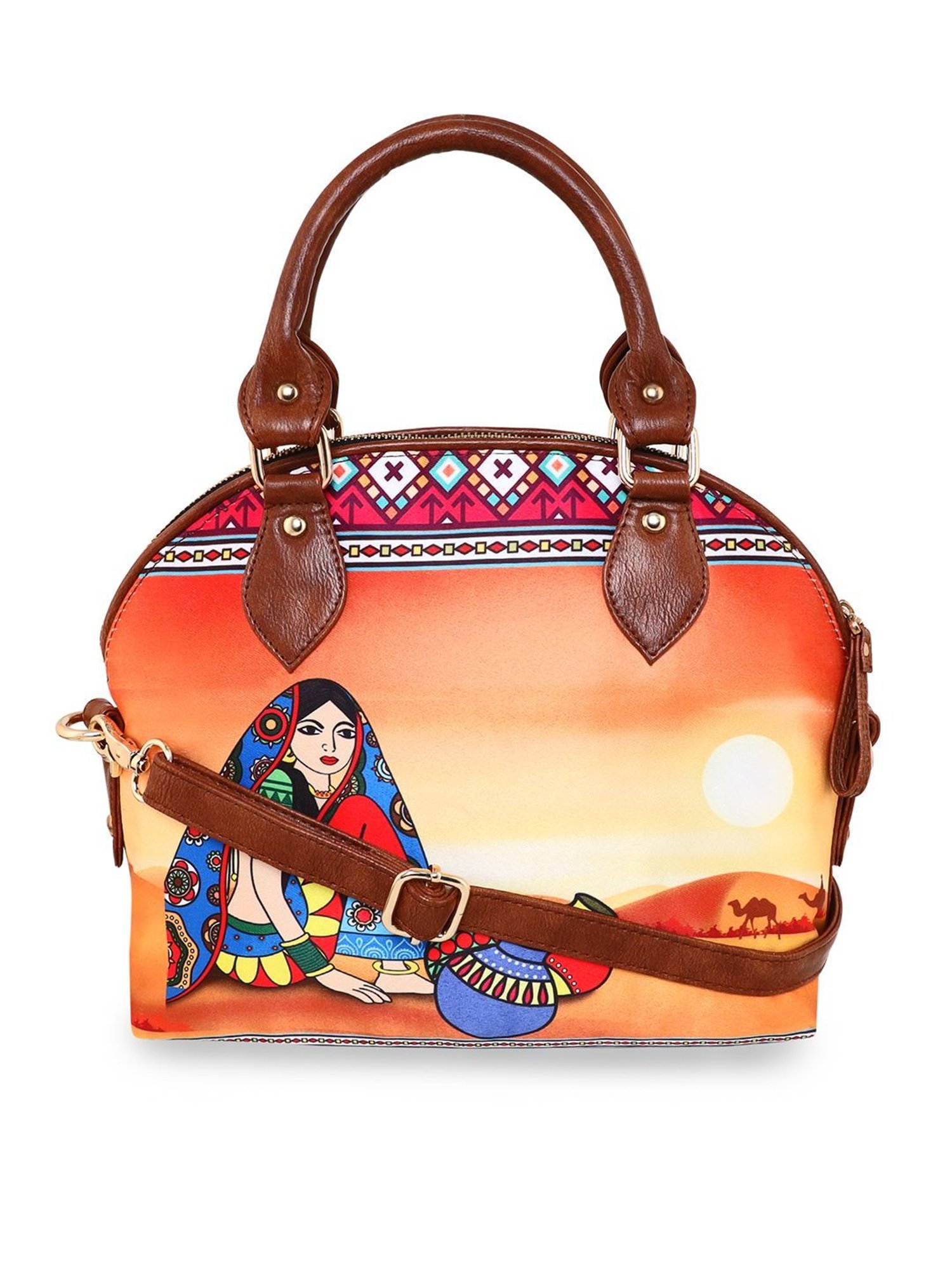 Sabhyata Multicolor Printed Medium Satchel Handbag