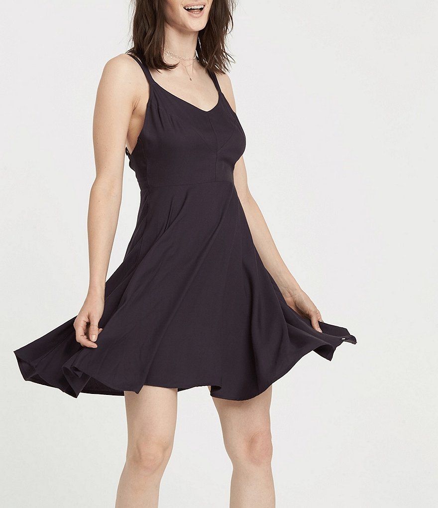 Element Heart Cross-Back Twill Swing Dress