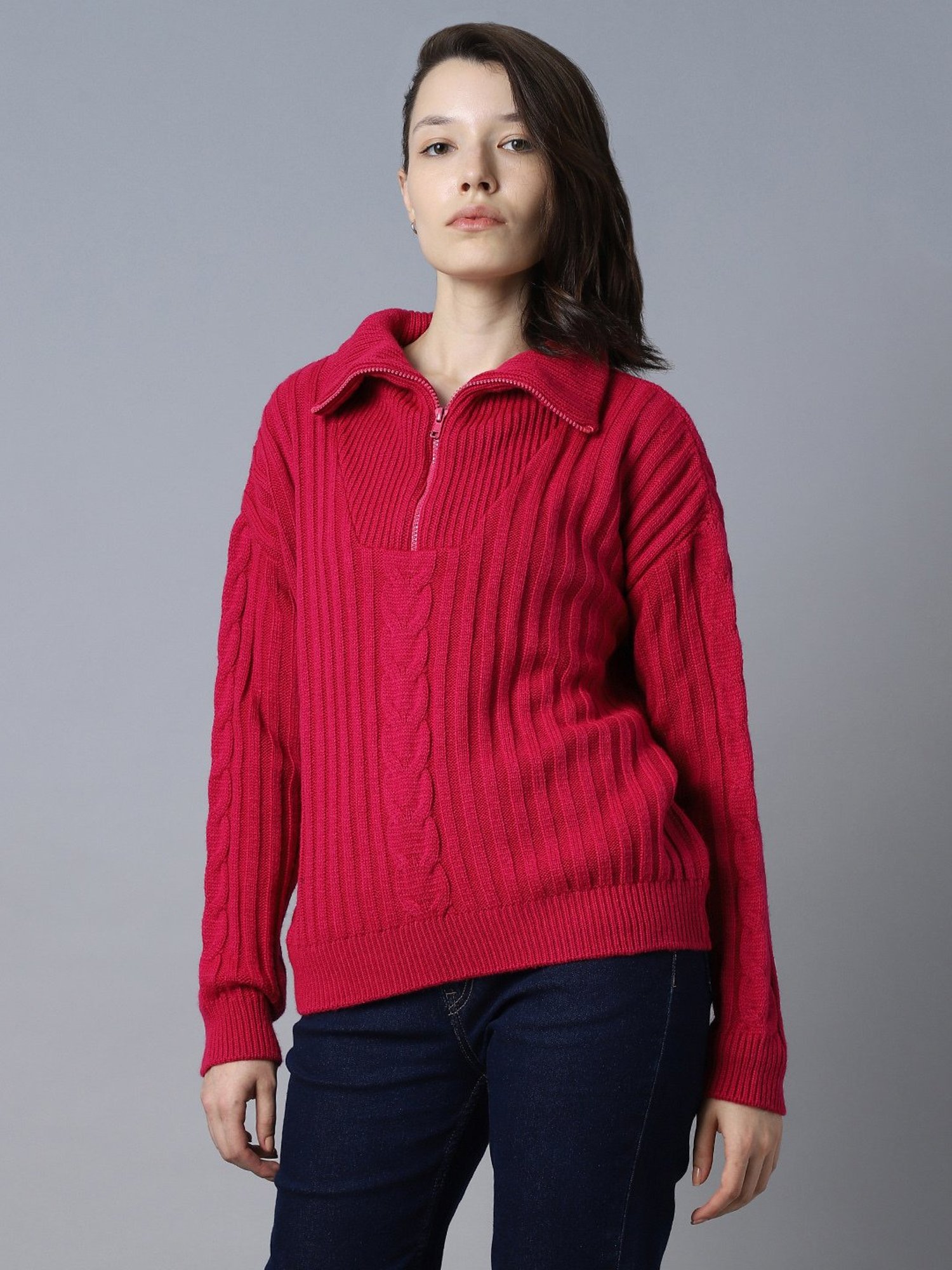 High Star Pink Textured Sweater