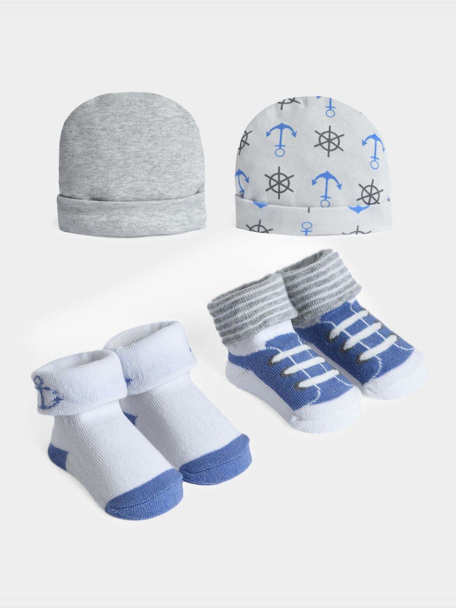 MiArcus Multicolor Cotton Polyblend Beanies 2 Beanies with 2 pair Socks 2