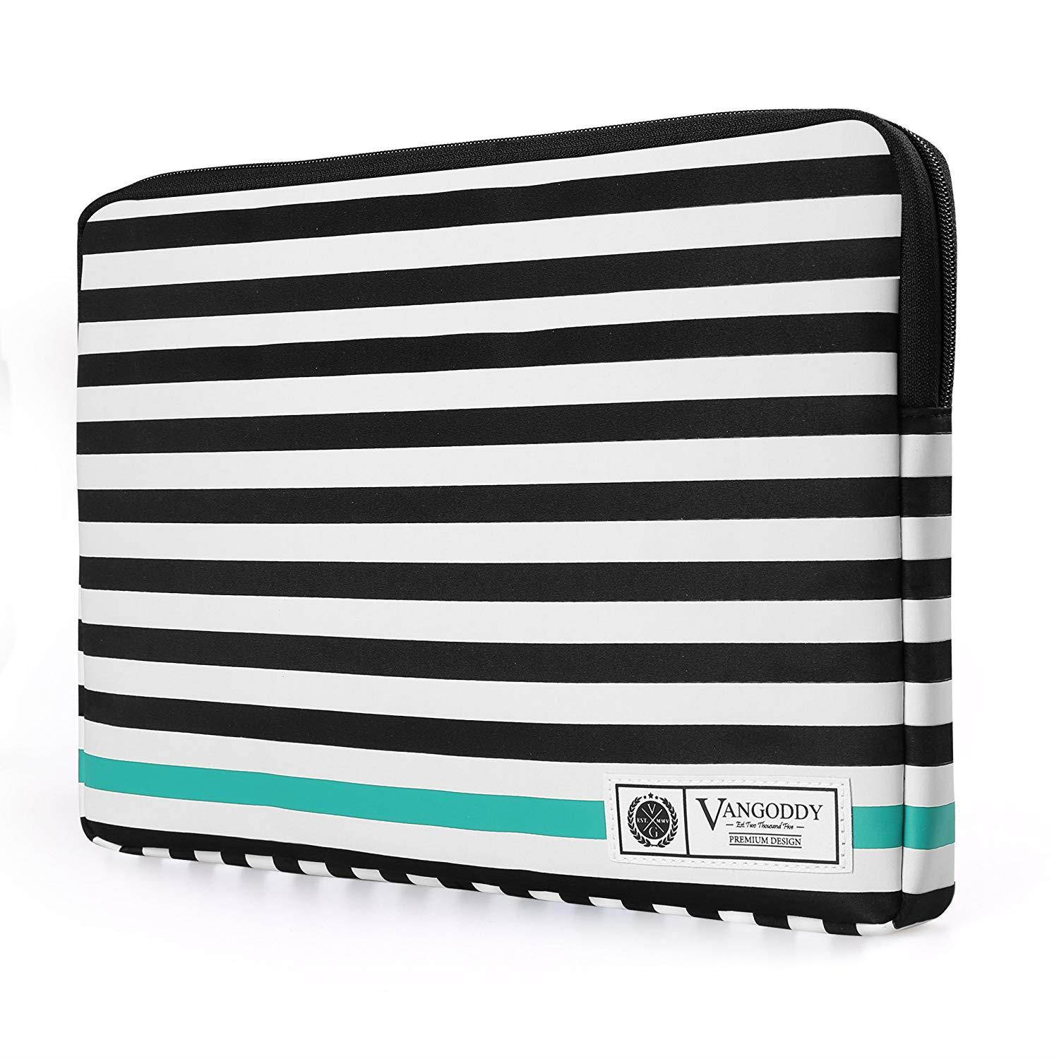 APOLLO 17.3" Laptop Tablet Sleeve Black White Accent Stripe Pattern Design For Lenovo 16" - 17.3" Laptops (Flex, IdeaPad, ThinkPad, Yoga