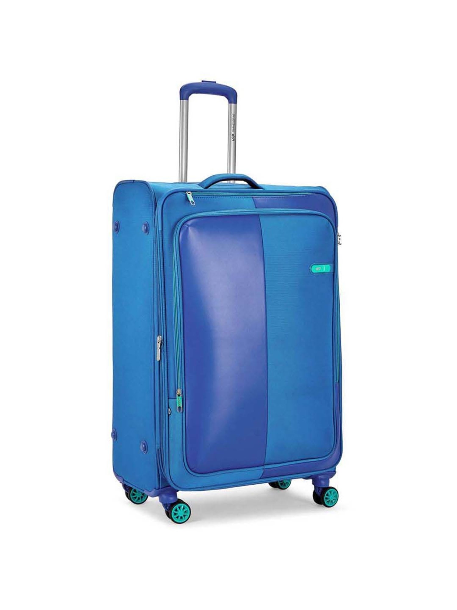 VIP Lucern Str Exp Blue Color Block Soft Large Trolley Bag - 47.2 cm