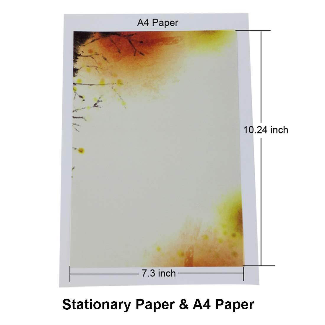 Letter Writing Stationery Paper, Ink Painting Design Assorted Color (56 stationery paper)