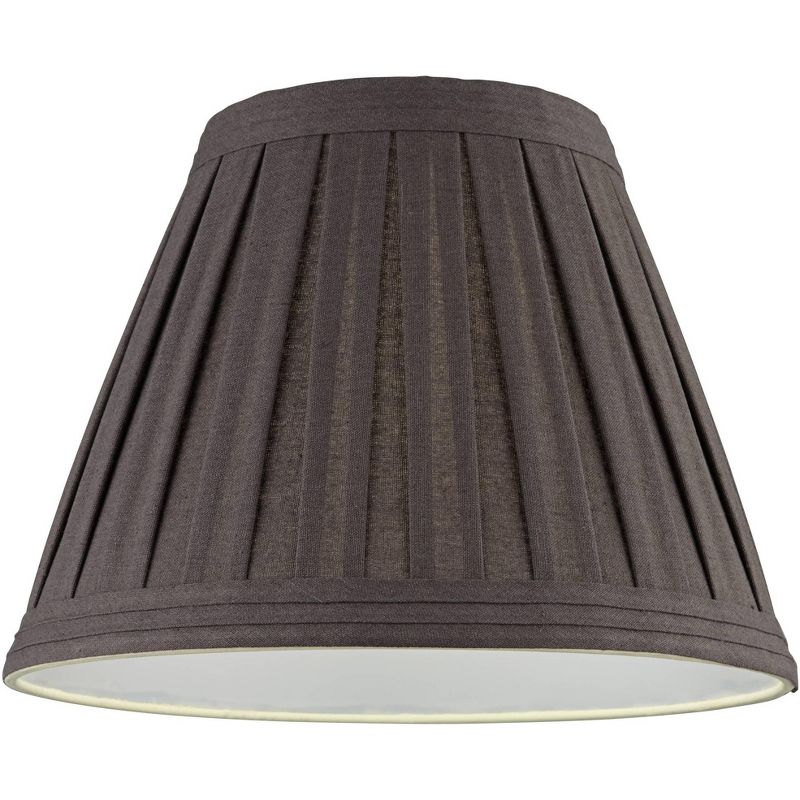 Springcrest Slate Gray Linen Box Pleat Medium Empire Lamp Shade 7" Top x 14" Bottom x 11" Slant x 11" High (Spider) Replacement with Harp and Finial