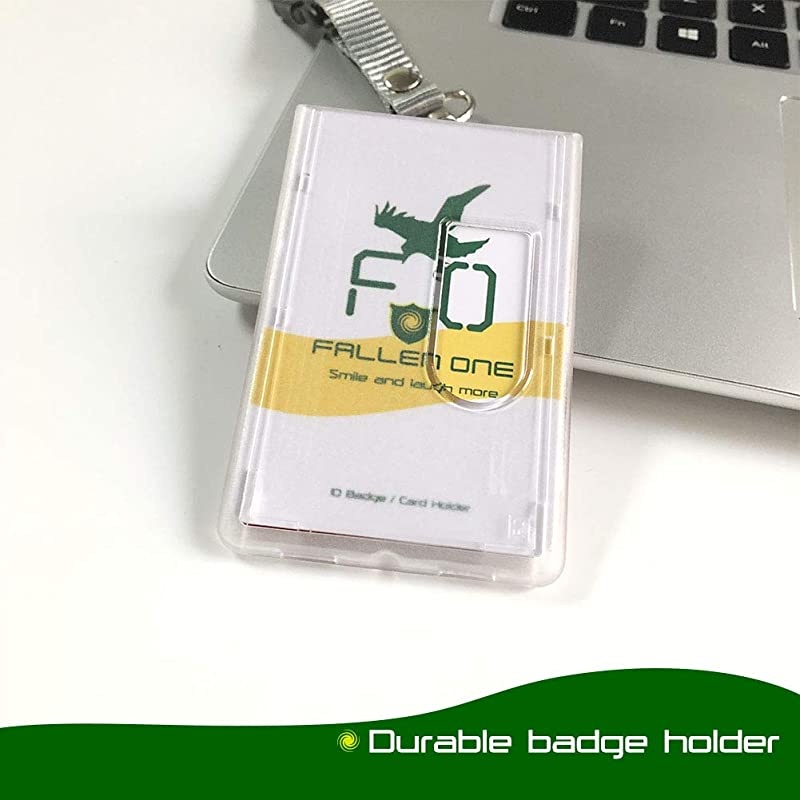 Hard Plastic Id Badge Holder Vertical Hold 2 Cards Easy Access with Thumb Slots Pack of 1