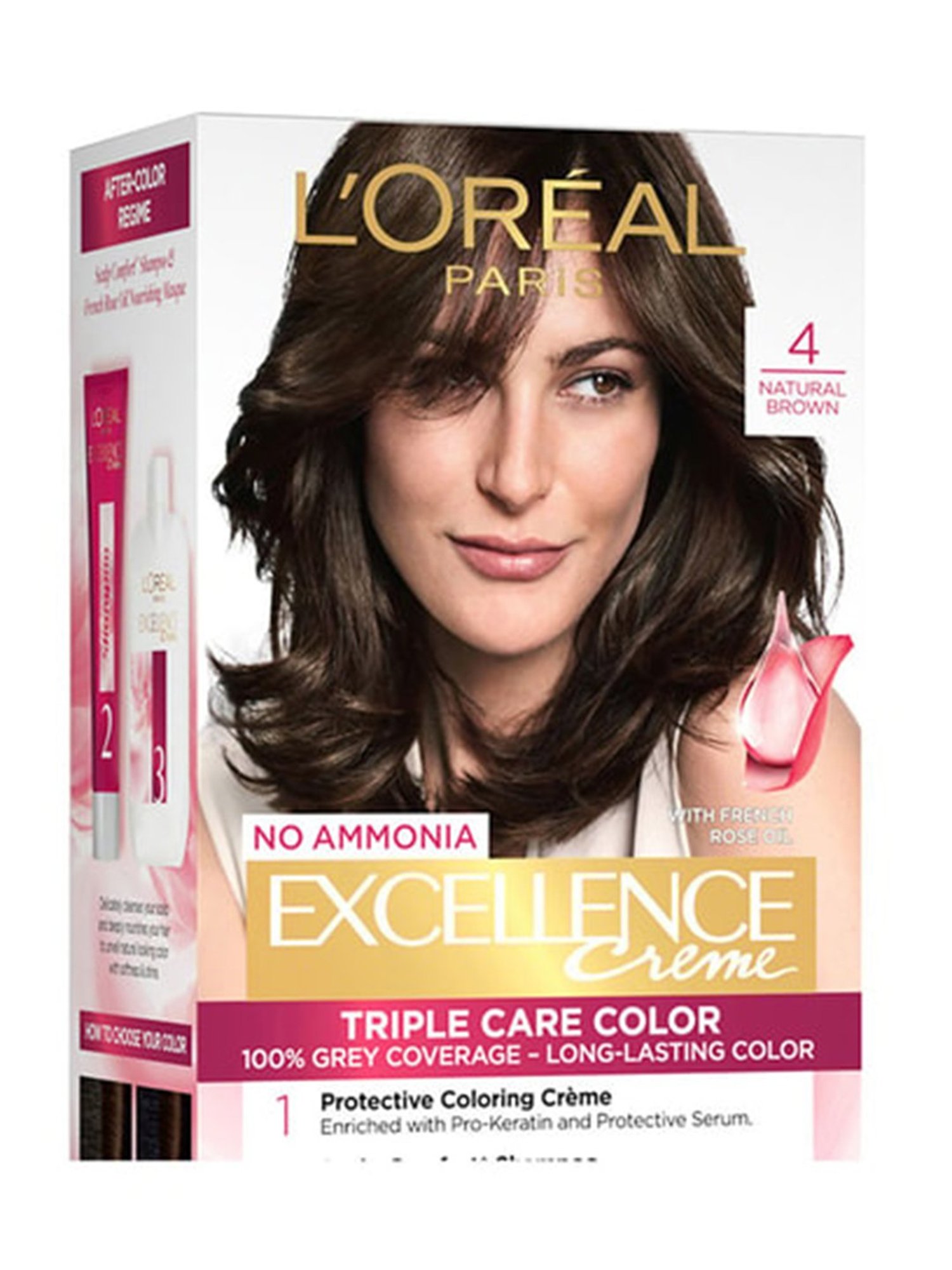 L'Oreal Paris Excellence Creme Triple Care Hair Color 4 Natural Brown 100 gm + 72 ml