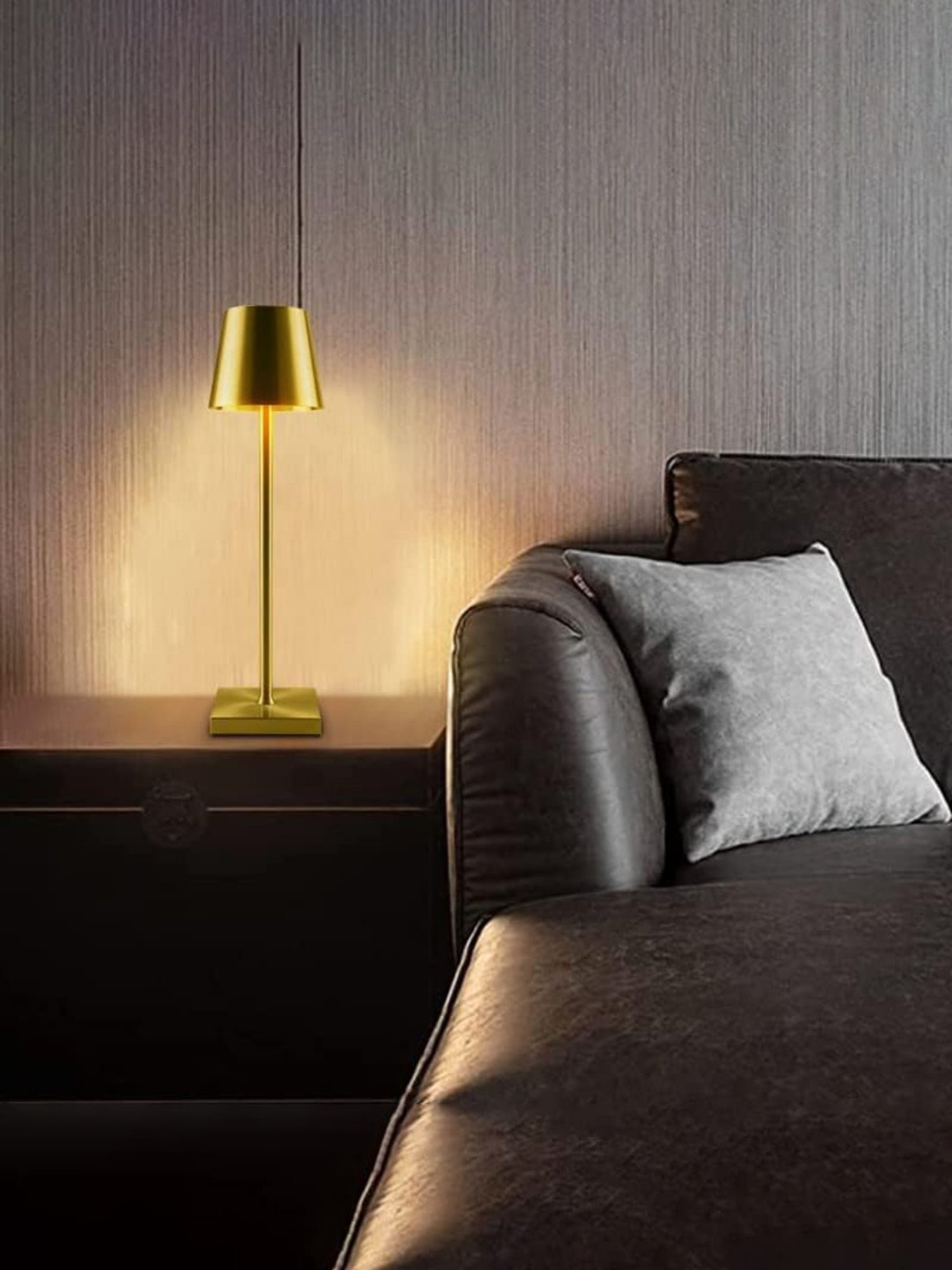 Xergy Portable Metal Desk Lamp with Touch Control with Usb Rechargeable, 3-Levels Brightness (Gold)