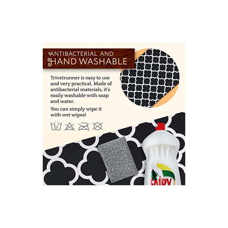 Decorative Trivet and Kitchen Table Runners Handles Heat, anti Slip, Hand Washable and Convenient for Hot Dishes, Black/White