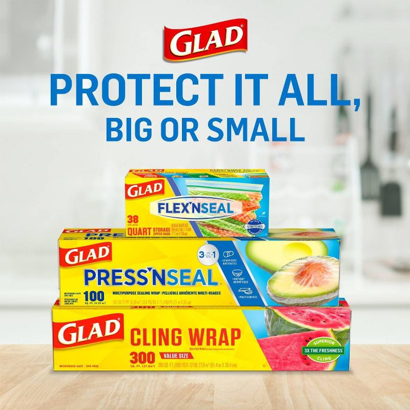 Glad Press'N Seal Plastic Food Wrap Roll + Designer Series Plastic Food Wrap - 70 sq ft